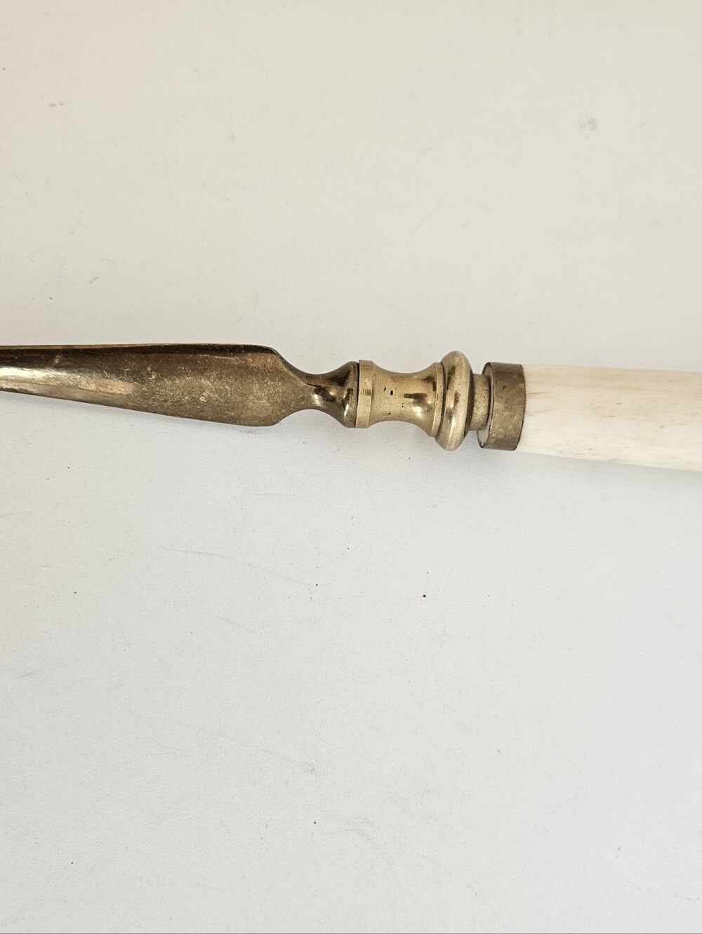 Vintage Solid Brass & Bone Handle Letter Opener (approx. 9.5")